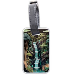 Jungle Tropical Trees Waterfall Plants Papercraft Luggage Tag (one Side) by Ravend