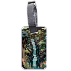 Jungle Tropical Trees Waterfall Plants Papercraft Luggage Tag (two Sides) by Ravend