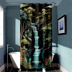 Jungle Tropical Trees Waterfall Plants Papercraft Shower Curtain 36  X 72  (stall)  by Ravend