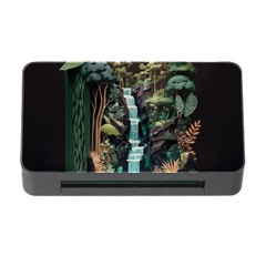 Jungle Tropical Trees Waterfall Plants Papercraft Memory Card Reader With Cf by Ravend