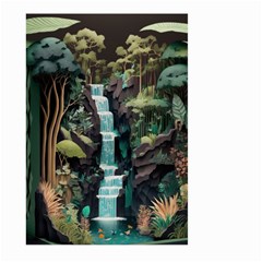 Jungle Tropical Trees Waterfall Plants Papercraft Large Garden Flag (two Sides) by Ravend