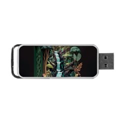 Jungle Tropical Trees Waterfall Plants Papercraft Portable Usb Flash (one Side) by Ravend