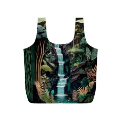 Jungle Tropical Trees Waterfall Plants Papercraft Full Print Recycle Bag (s) by Ravend