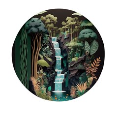 Jungle Tropical Trees Waterfall Plants Papercraft Mini Round Pill Box by Ravend