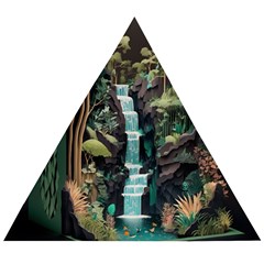 Jungle Tropical Trees Waterfall Plants Papercraft Wooden Puzzle Triangle by Ravend