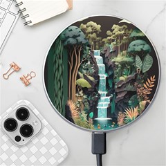 Jungle Tropical Trees Waterfall Plants Papercraft Wireless Fast Charger(white) by Ravend