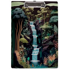 Jungle Tropical Trees Waterfall Plants Papercraft A4 Acrylic Clipboard by Ravend