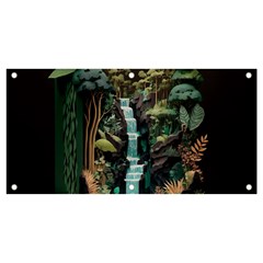 Jungle Tropical Trees Waterfall Plants Papercraft Banner And Sign 4  X 2  by Ravend