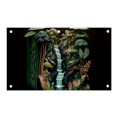 Jungle Tropical Trees Waterfall Plants Papercraft Banner And Sign 5  X 3  by Ravend