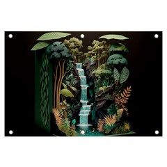 Jungle Tropical Trees Waterfall Plants Papercraft Banner And Sign 6  X 4  by Ravend