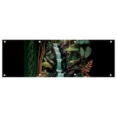 Jungle Tropical Trees Waterfall Plants Papercraft Banner And Sign 9  X 3  by Ravend