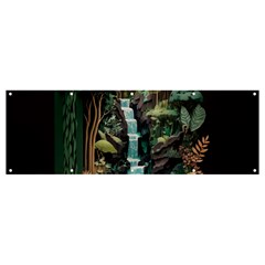 Jungle Tropical Trees Waterfall Plants Papercraft Banner And Sign 12  X 4  by Ravend