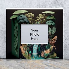 Jungle Tropical Trees Waterfall Plants Papercraft White Wall Photo Frame 5  X 7  by Ravend