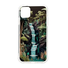 Jungle Tropical Trees Waterfall Plants Papercraft Iphone 11 Tpu Uv Print Case by Ravend