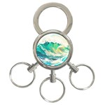 Waves Ocean Sea Tsunami Nautical Painting 3-Ring Key Chain Front