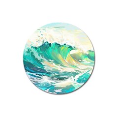 Waves Ocean Sea Tsunami Nautical Painting Magnet 3  (round) by Ravend