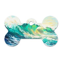 Waves Ocean Sea Tsunami Nautical Painting Dog Tag Bone (one Side) by Ravend