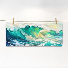 Waves Ocean Sea Tsunami Nautical Painting Hand Towel by Ravend