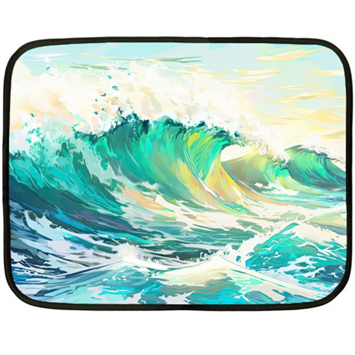 Waves Ocean Sea Tsunami Nautical Painting Fleece Blanket (Mini)