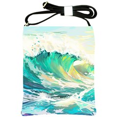 Waves Ocean Sea Tsunami Nautical Painting Shoulder Sling Bag by Ravend