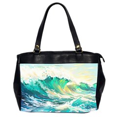 Waves Ocean Sea Tsunami Nautical Painting Oversize Office Handbag (2 Sides) by Ravend