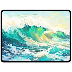 Waves Ocean Sea Tsunami Nautical Painting Fleece Blanket (large) by Ravend