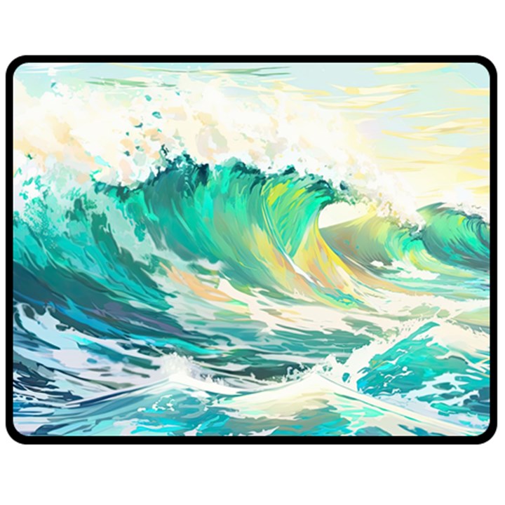 Waves Ocean Sea Tsunami Nautical Painting Fleece Blanket (Medium)