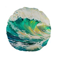 Waves Ocean Sea Tsunami Nautical Painting Standard 15  Premium Round Cushions by Ravend