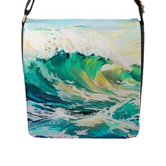 Waves Ocean Sea Tsunami Nautical Painting Flap Closure Messenger Bag (l) by Ravend