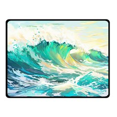 Waves Ocean Sea Tsunami Nautical Painting Two Sides Fleece Blanket (small) by Ravend