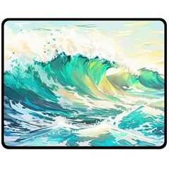 Waves Ocean Sea Tsunami Nautical Painting Two Sides Fleece Blanket (medium) by Ravend