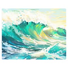 Waves Ocean Sea Tsunami Nautical Painting Two Sides Premium Plush Fleece Blanket (medium) by Ravend