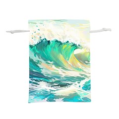 Waves Ocean Sea Tsunami Nautical Painting Lightweight Drawstring Pouch (l) by Ravend