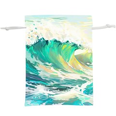 Waves Ocean Sea Tsunami Nautical Painting Lightweight Drawstring Pouch (xl) by Ravend