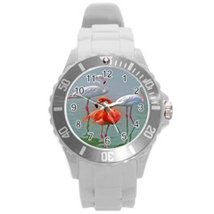 Birds Round Plastic Sport Watch (l) by Sparkle