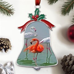 Birds Metal Holly Leaf Bell Ornament