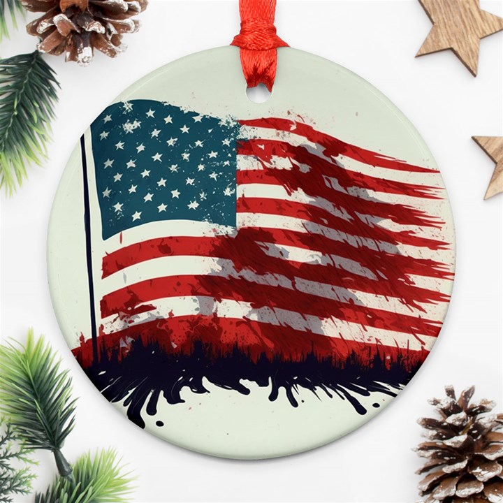 Patriotic Usa United States Flag Old Glory Ornament (Round)