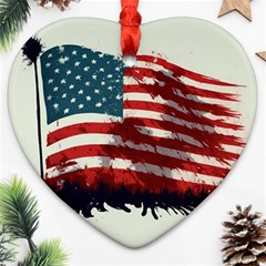 Patriotic Usa United States Flag Old Glory Ornament (heart) by Ravend