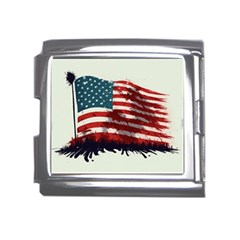 Patriotic Usa United States Flag Old Glory Mega Link Italian Charm (18mm) by Ravend