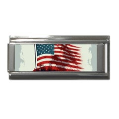 Patriotic Usa United States Flag Old Glory Superlink Italian Charm (9mm) by Ravend