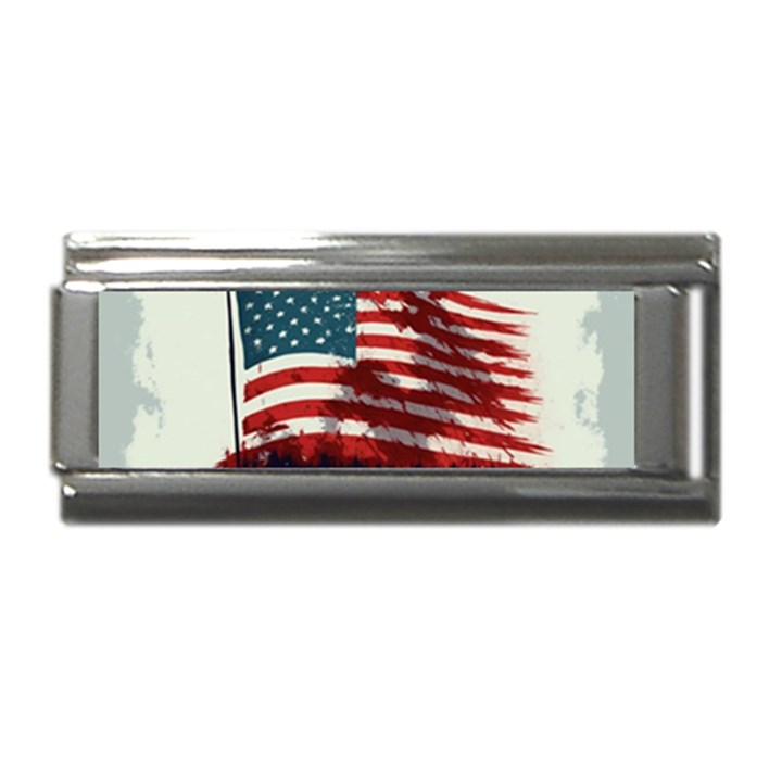 Patriotic Usa United States Flag Old Glory Superlink Italian Charm (9mm)