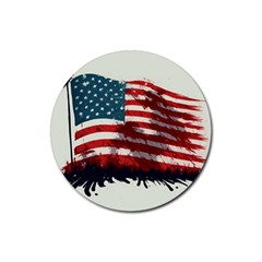 Patriotic Usa United States Flag Old Glory Rubber Coaster (round) by Ravend