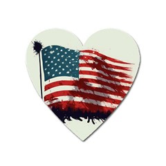 Patriotic Usa United States Flag Old Glory Heart Magnet by Ravend