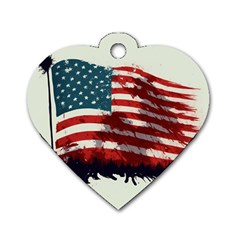 Patriotic Usa United States Flag Old Glory Dog Tag Heart (two Sides) by Ravend