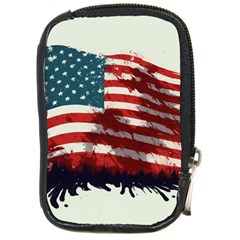 Patriotic Usa United States Flag Old Glory Compact Camera Leather Case by Ravend