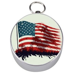 Patriotic Usa United States Flag Old Glory Silver Compasses by Ravend