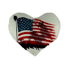 Patriotic Usa United States Flag Old Glory Standard 16  Premium Flano Heart Shape Cushions by Ravend