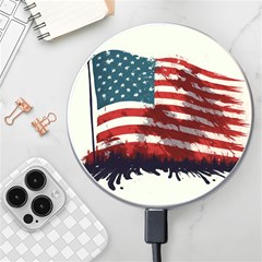 Patriotic Usa United States Flag Old Glory Wireless Fast Charger(white) by Ravend