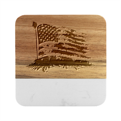 Patriotic Usa United States Flag Old Glory Marble Wood Coaster (square) by Ravend