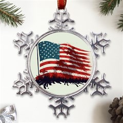 Patriotic Usa United States Flag Old Glory Metal Large Snowflake Ornament